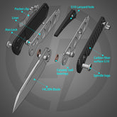 King Penguin G062 Folding Knife (3.35''+14C28N+Carbon fiber surface G10 Handle)-Crossbar Lock-Thumb Stud-Olitans
